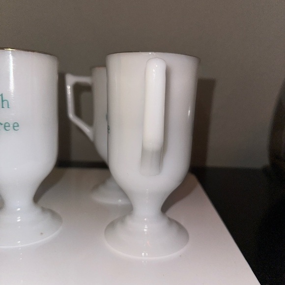 Milk Glass white tall mug with gold trim. Coffee Mugs Set (4) - Picture 4 of 8